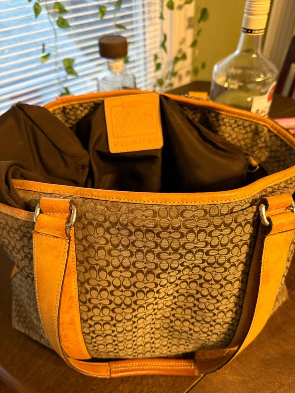 Coach Brown Signature Canvas Tote with Tan Leather Accents - Picture 4 of 4